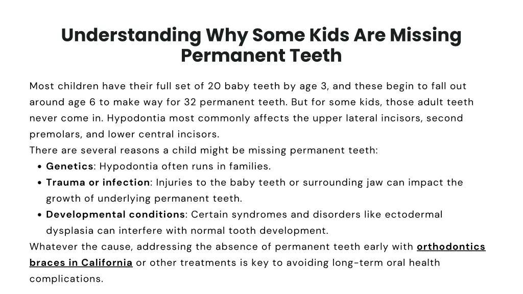 understanding why some kids are missing permanent