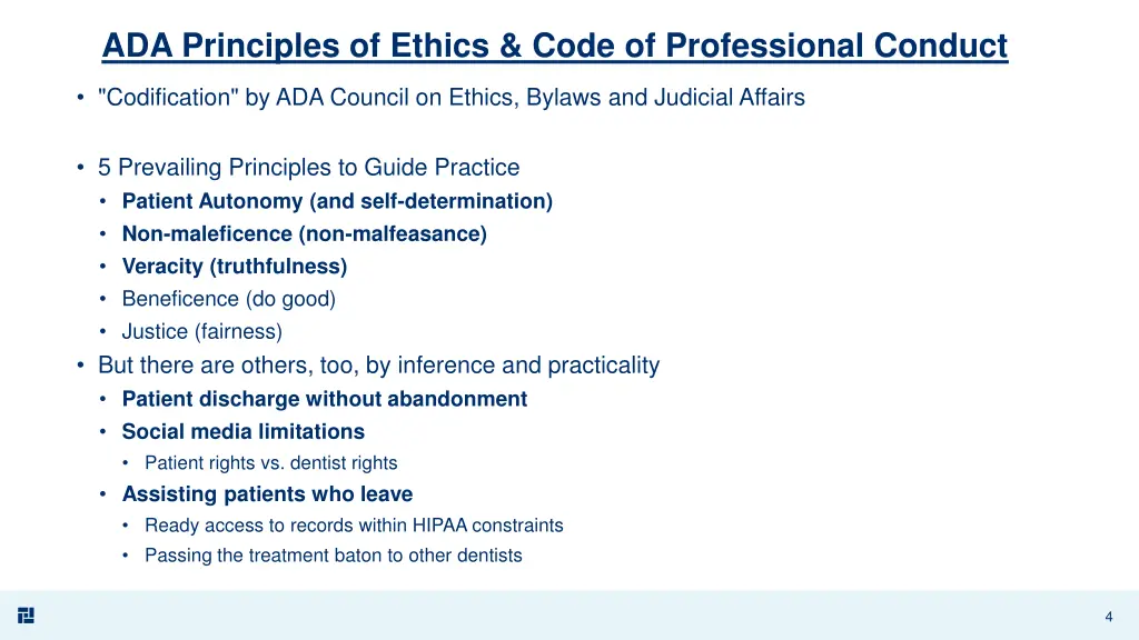 ada principles of ethics code of professional