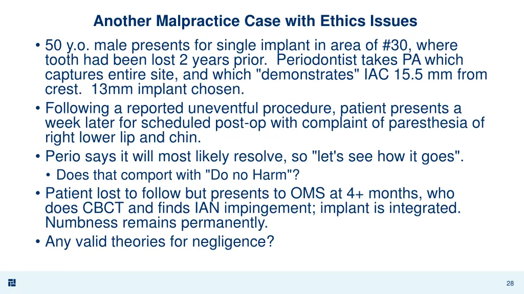 another malpractice case with ethics issues