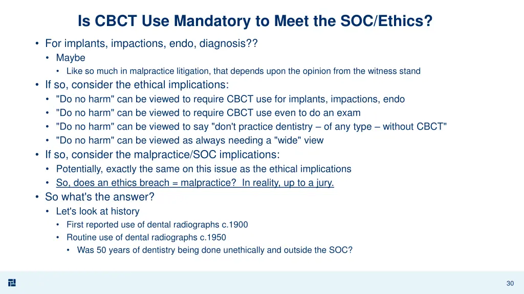 is cbct use mandatory to meet the soc ethics