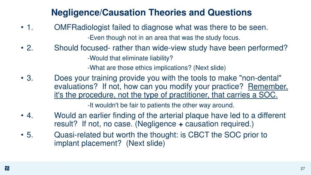 negligence causation theories and questions