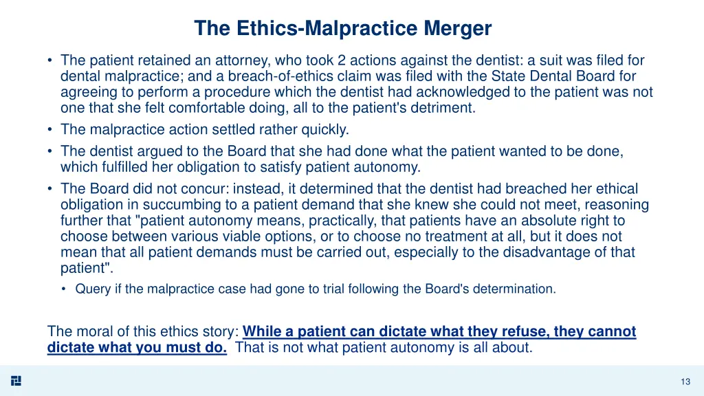 the ethics malpractice merger