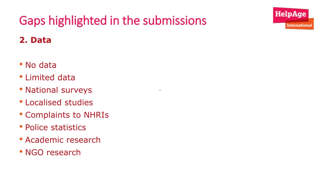 gaps highlighted in the submissions gaps 1