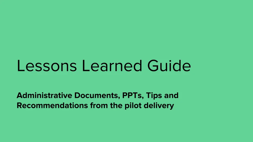 lessons learned guide