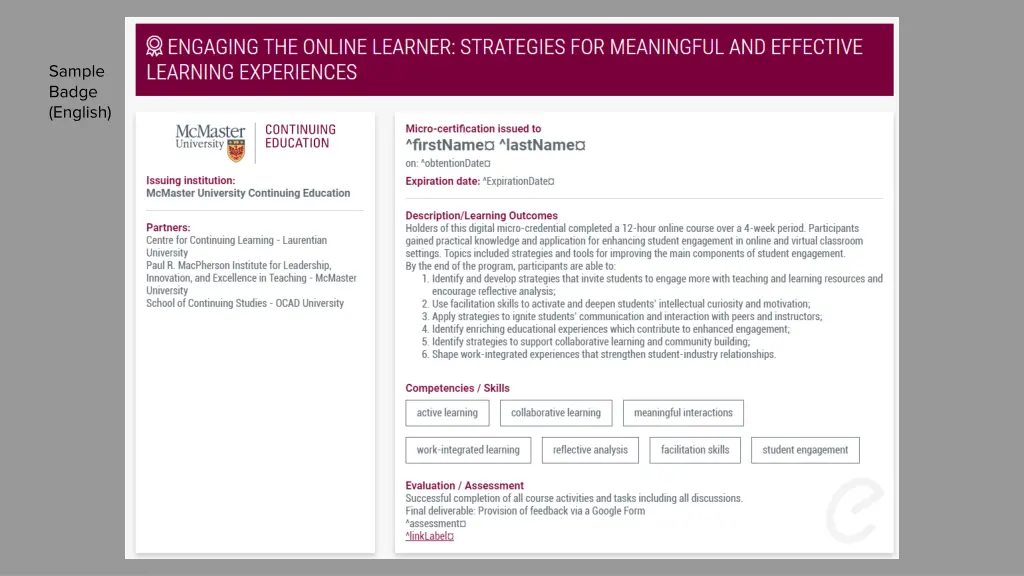 sample badge english