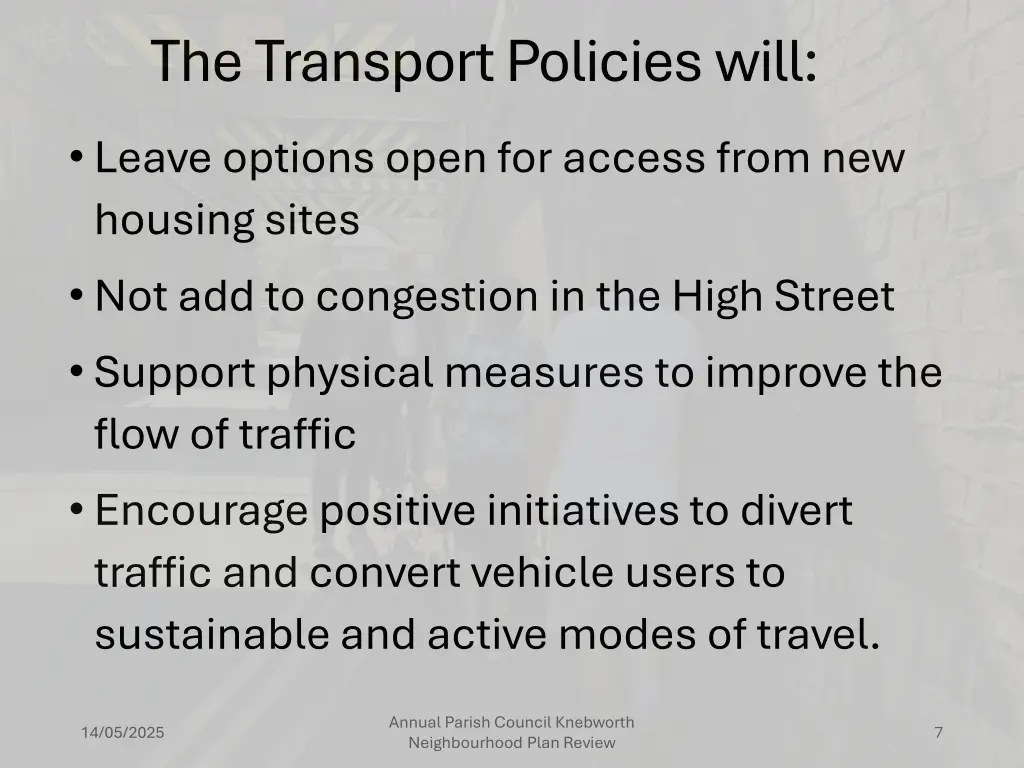 the transport policies will
