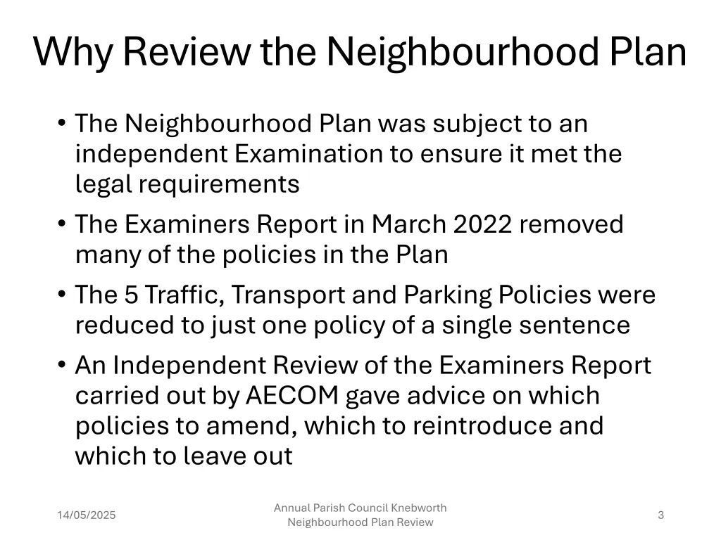 why review the neighbourhood plan