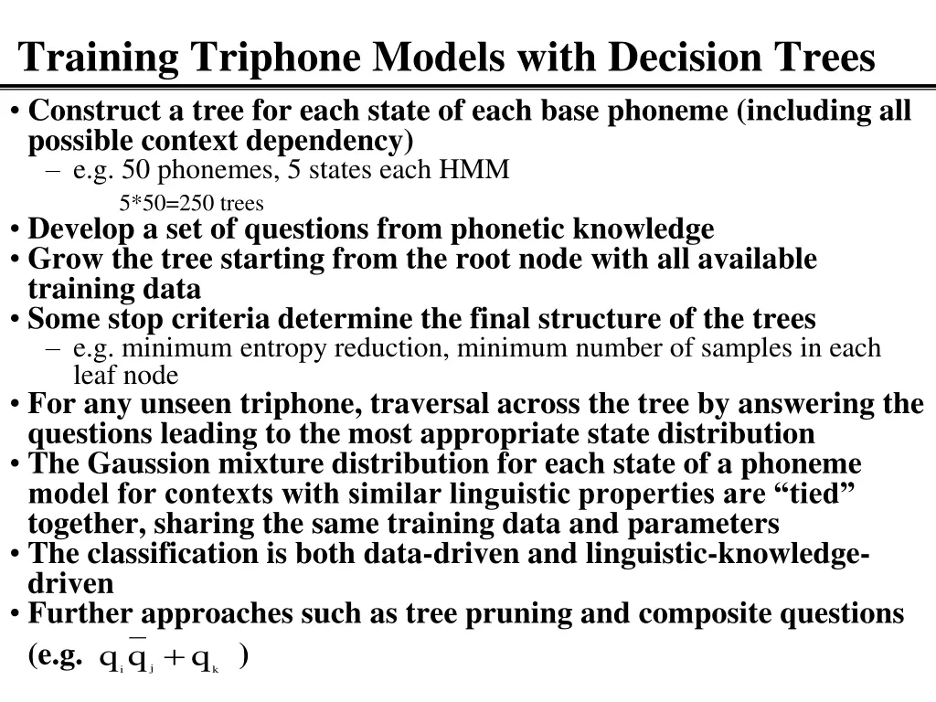 training triphone models with decision trees