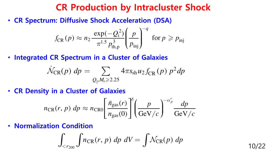 cr production by intracluster shock