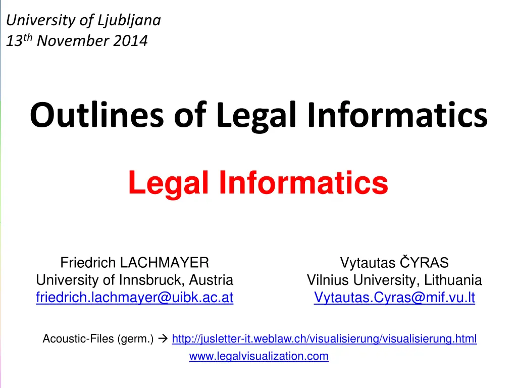 university of ljubljana 13 th november 2014