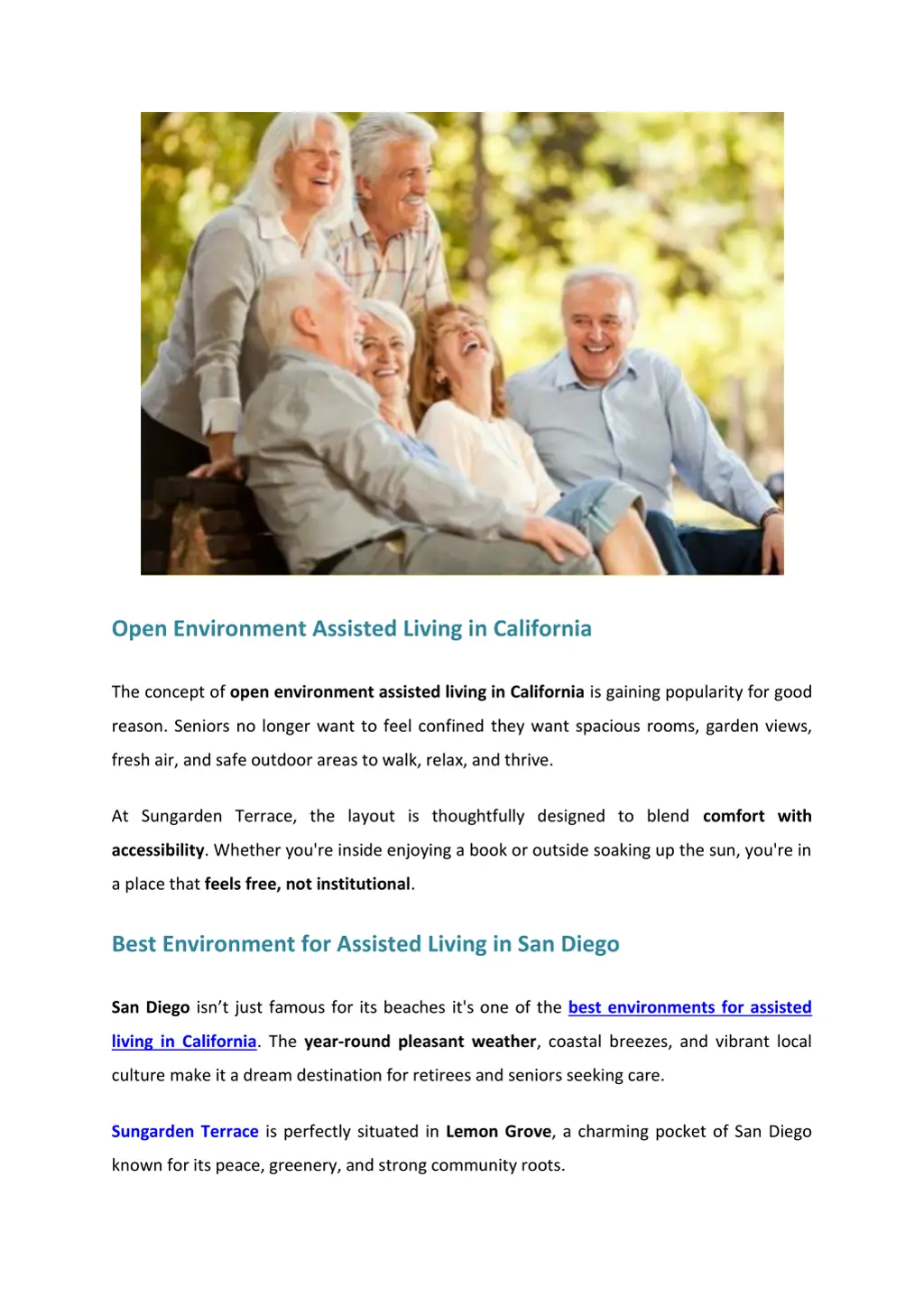 open environment assisted living in california