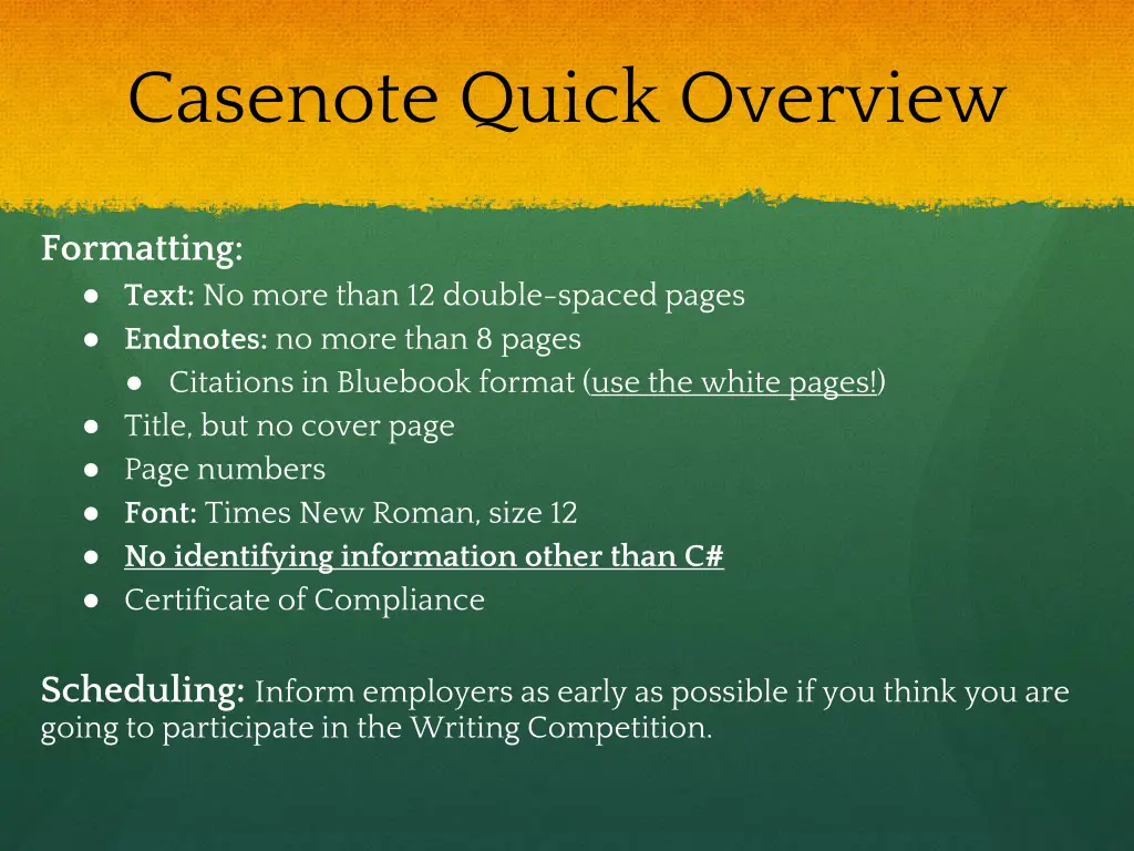 casenote quick overview