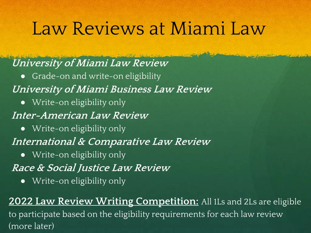 law reviews at miami law