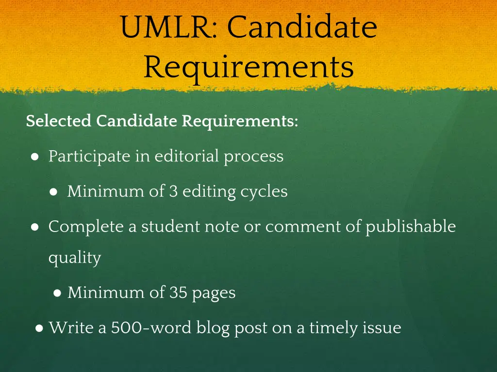 umlr candidate requirements
