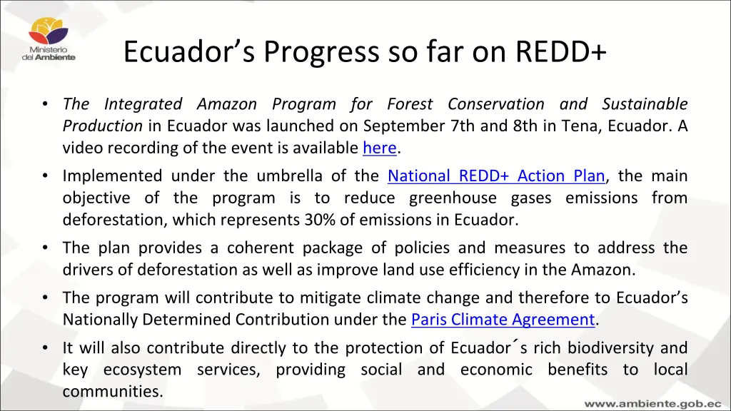 ecuador s progress so far on redd 2