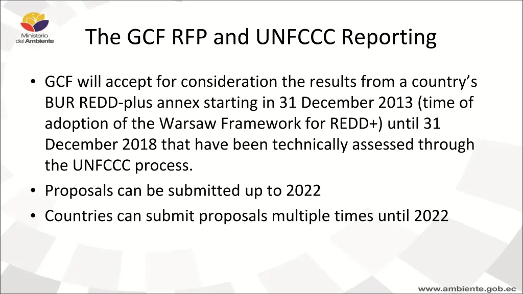 the gcf rfp and unfccc reporting 1