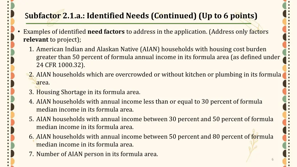 s s ubfactor 2 1 a identified needs continued