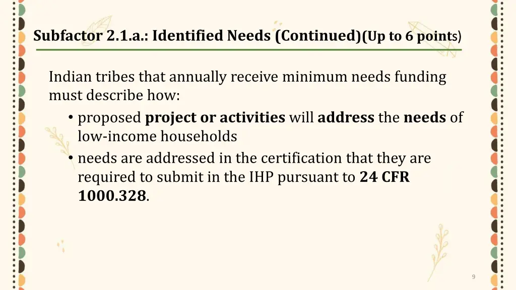 subfactor 2 1 a identified needs continued 2