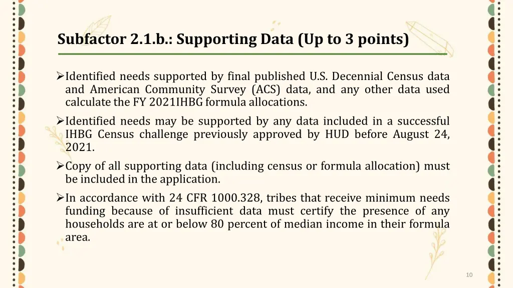 subfactor 2 1 b supporting data up to 3 points