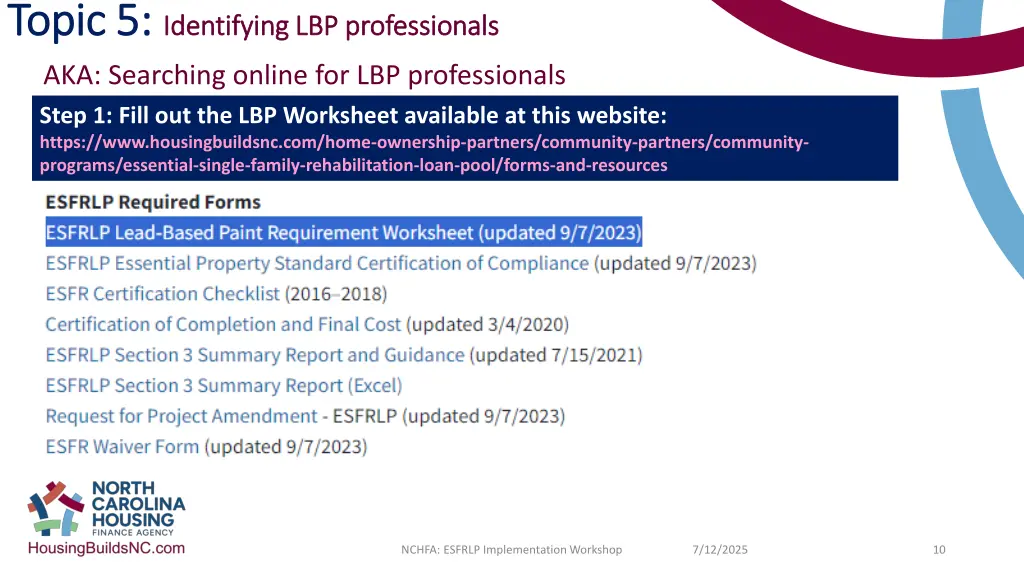 topic 5 topic 5 identifying lbp professionals