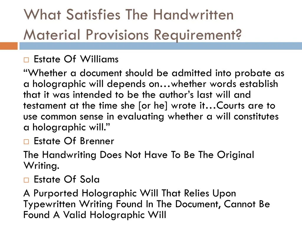 what satisfies the handwritten material