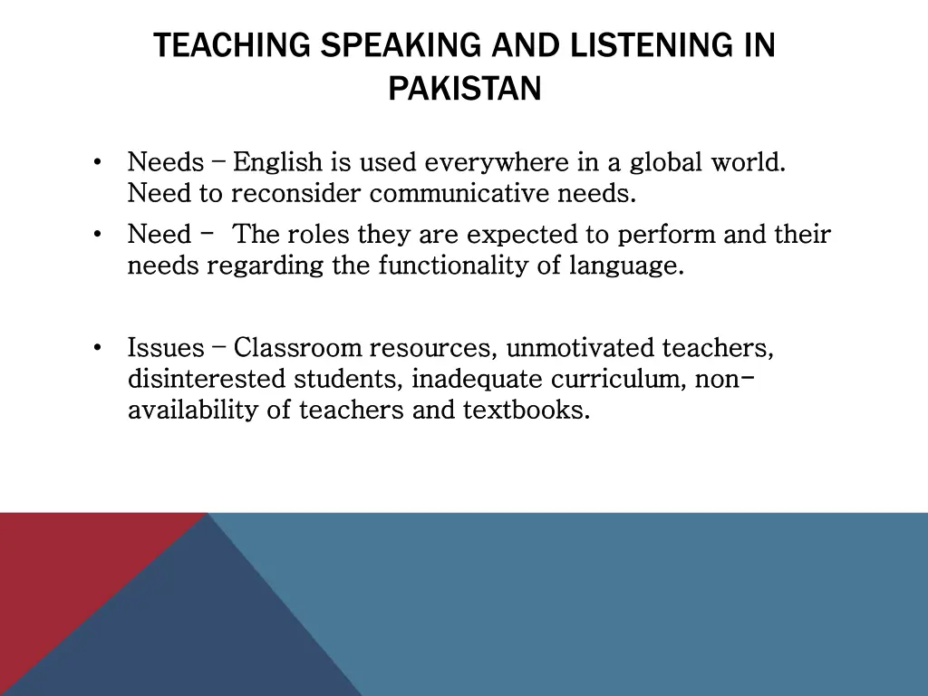 teaching speaking and listening in pakistan 1