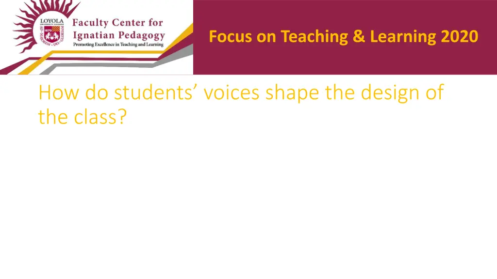 focus on teaching learning 2020 8