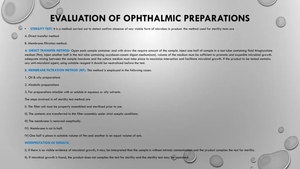 evaluation of ophthalmic preparations