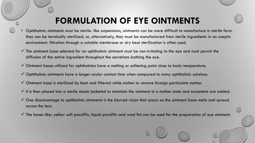 formulation of eye ointments ophthalmic ointments