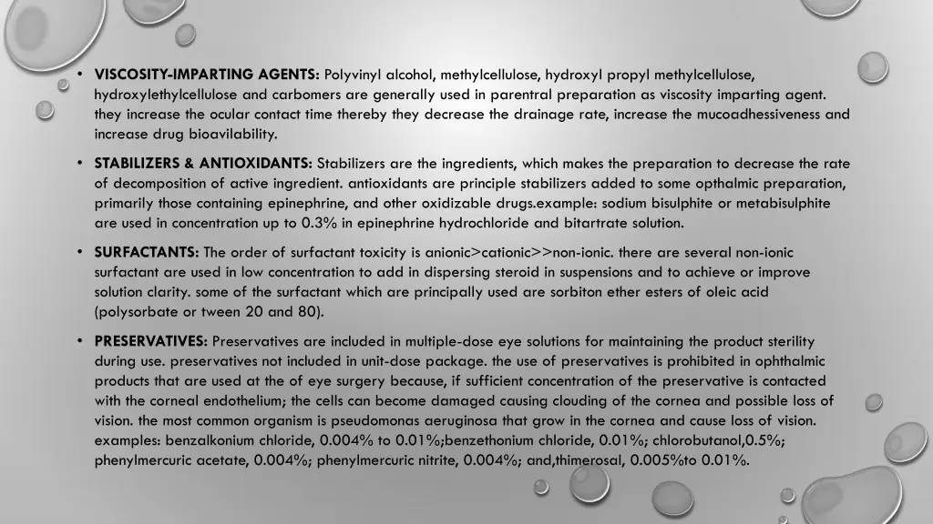 viscosity imparting agents polyvinyl alcohol