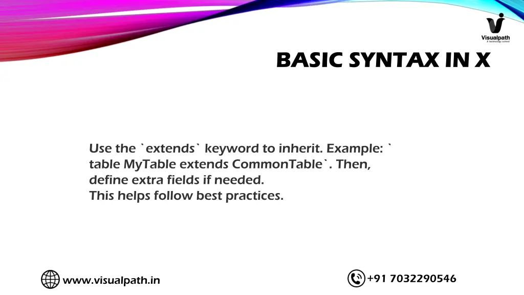 basic syntax in x
