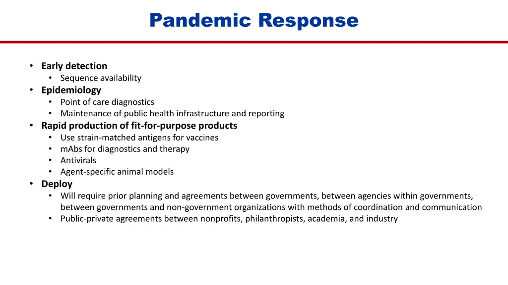pandemic response