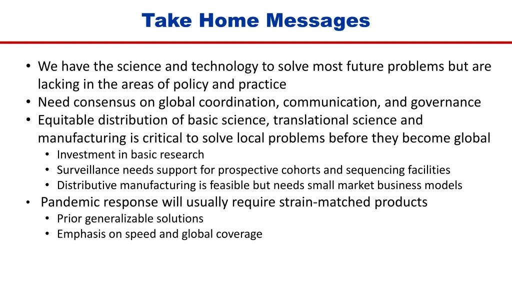 take home messages