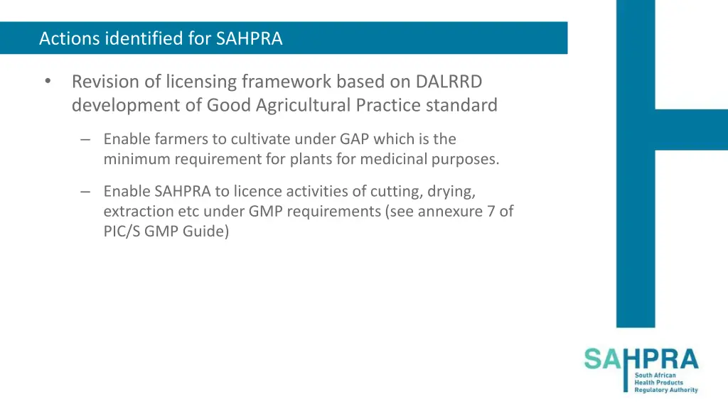 actions identified for sahpra 1