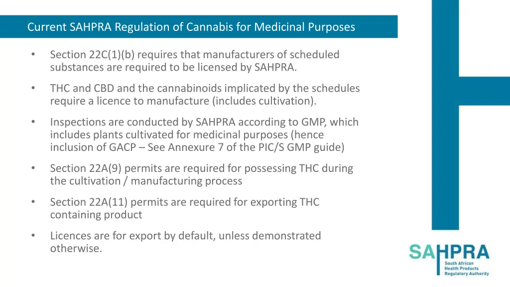 current sahpra regulation of cannabis