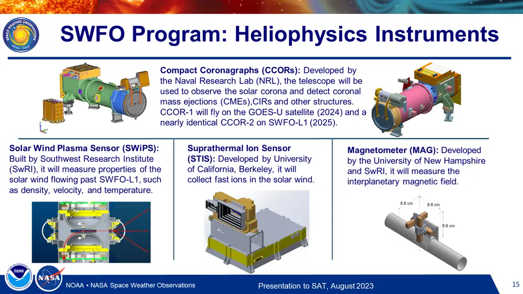 swfo program heliophysics instruments