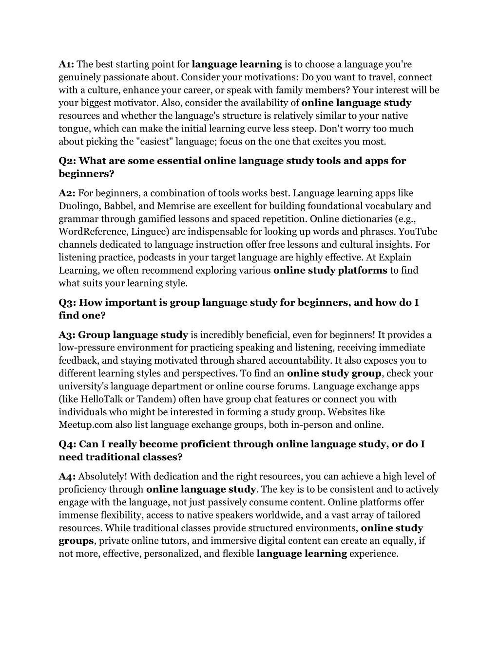 a1 the best starting point for language learning