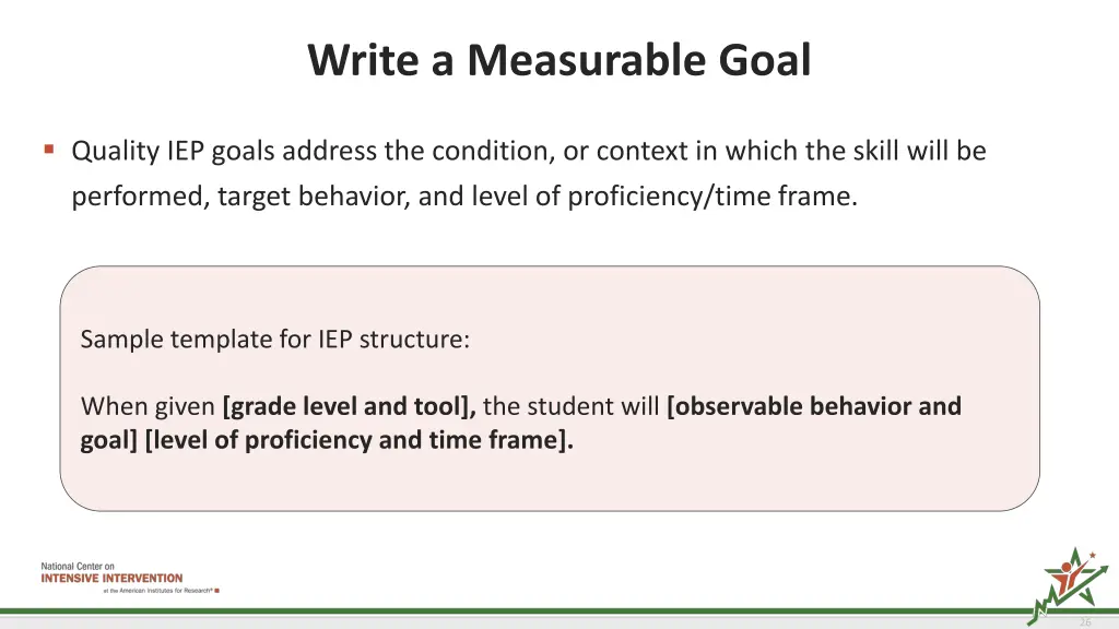 write a measurable goal