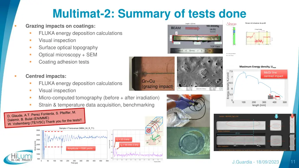 multimat 2 summary of tests done