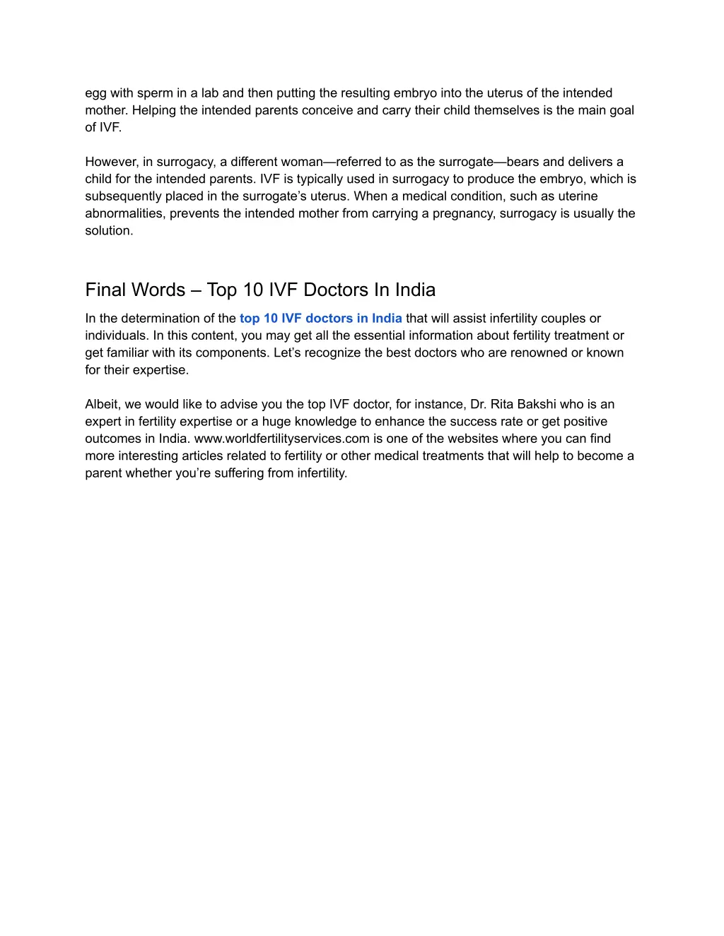 egg with sperm in a lab and then putting