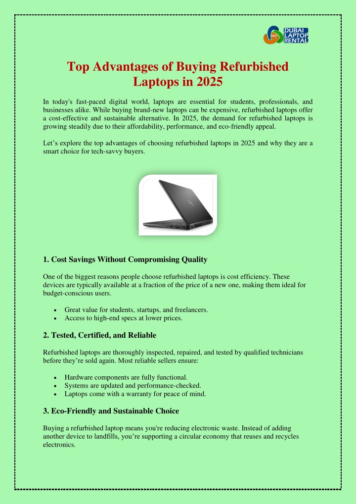 top advantages of buying refurbished laptops