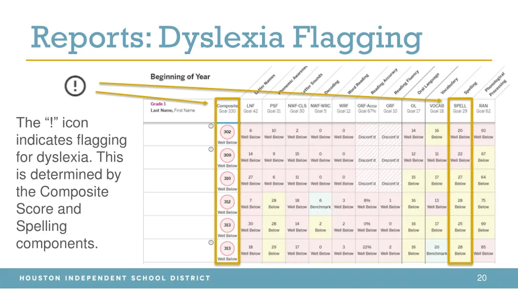 reports dyslexia flagging