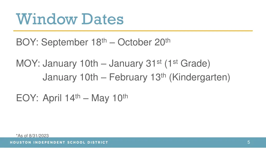 window dates