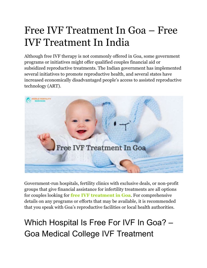 free ivf treatment in goa free ivf treatment