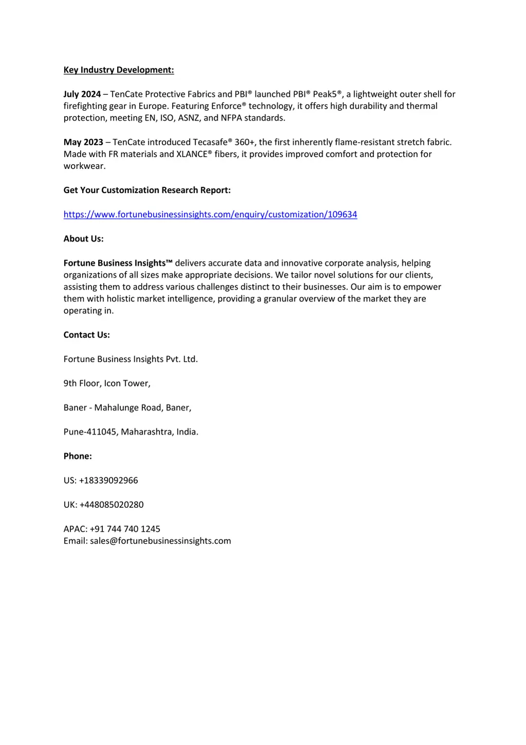 key industry development