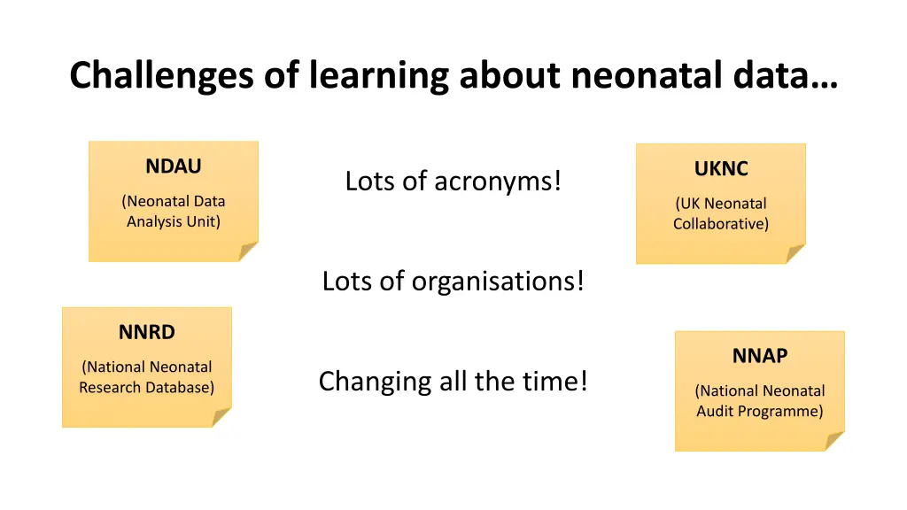 challenges of learning about neonatal data