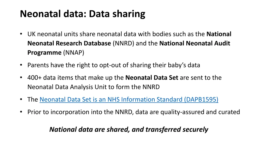 neonatal data data sharing