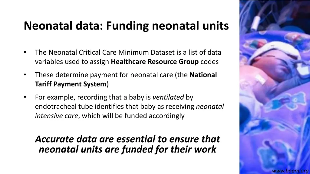 neonatal data funding neonatal units