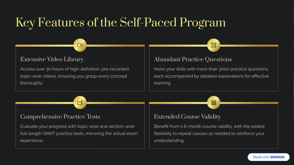 key features of the self paced program