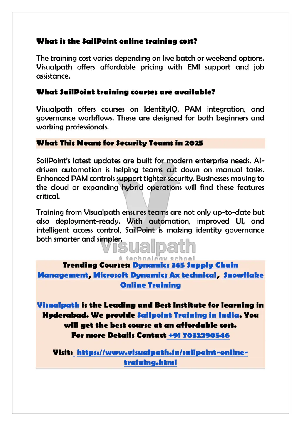 what is the sailpoint online training cost